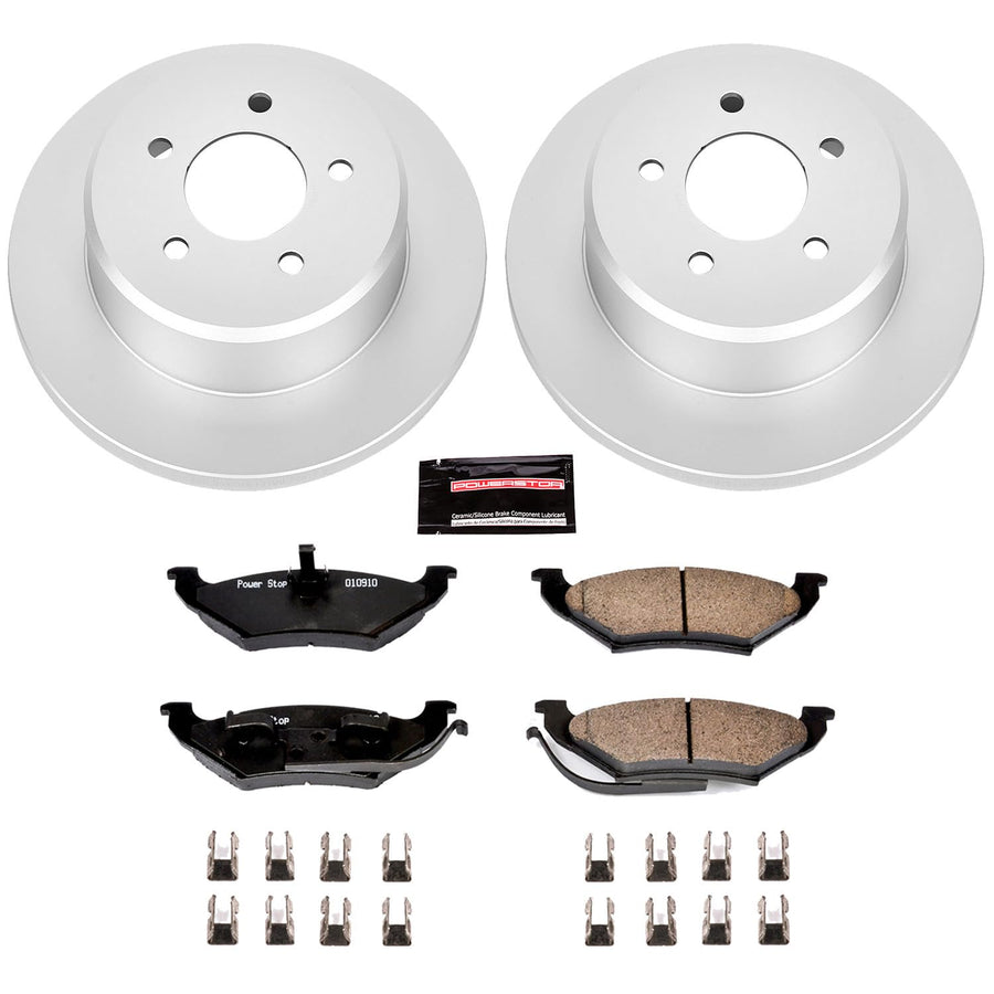Power Stop CRK5149 Brake Rotor & Coated Ceramic Brake Pads- rear For Chrysler Town & Country, Dodge Grand Caravan, Plymouth Grand Voya, Plymouth Voyager [Model Specific]