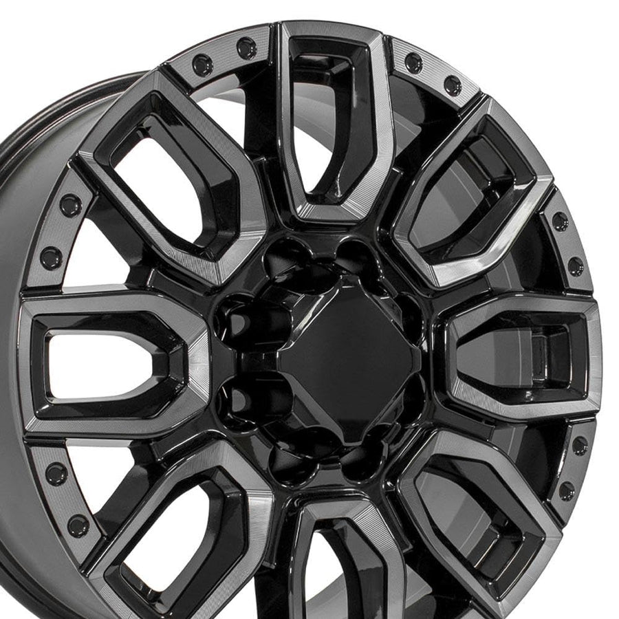 CV97A-20085-8650-12BMT: OE Wheels 20" Replica Wheel Cv97A Fits Gmc Sierra 2500/3500 20X8.5 Black Milled Edge With Tinted Clear Wheel