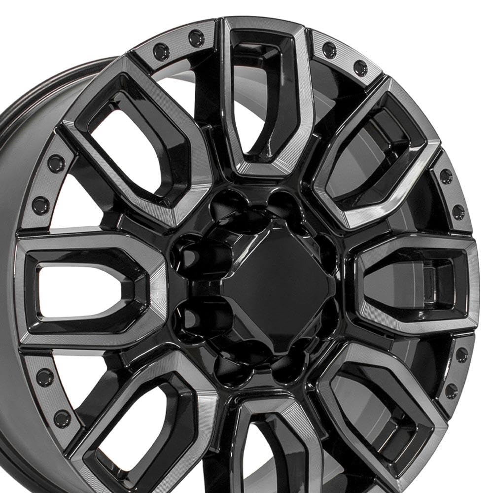 20 Inch OE Wheels CV97B Rim Fits GMC Sierra 2500/3500 Denali Style 8x180 20x8.5 Gloss Black with Milled Edge with Tinted Clear - Hollander 14125 (1)