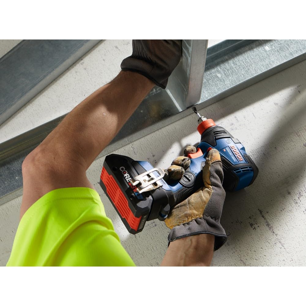 Bosch GXL18V-233B25 18V Combo Kit with 1/2 In. Hammer Drill/Driver, Two-In-One 1/4 In. and 1/2 In. Bit/Socket Impact Driver/Wrench and (2) CORE18V® 4 Ah Advanced Power Batteries