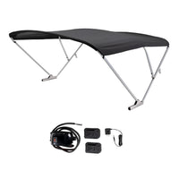SureShade Electric Bimini Power Shade System for Pontoon Boats with Manual or No Biminis, 92-102" Wide, 20V Powered, Fade-Resistant Fabric, Clear Anodized Frame, Black - 2021133086
