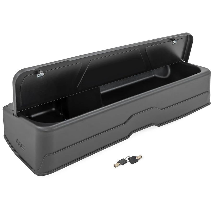 Rough Country Under Seat Lockable Storage for Chevy Silverado & GMC Sierra 1500/2500HD/3500HD Crew Cab (2019-2026 & Refresh) - Custom-Fit Rear Seat Organizer Tray