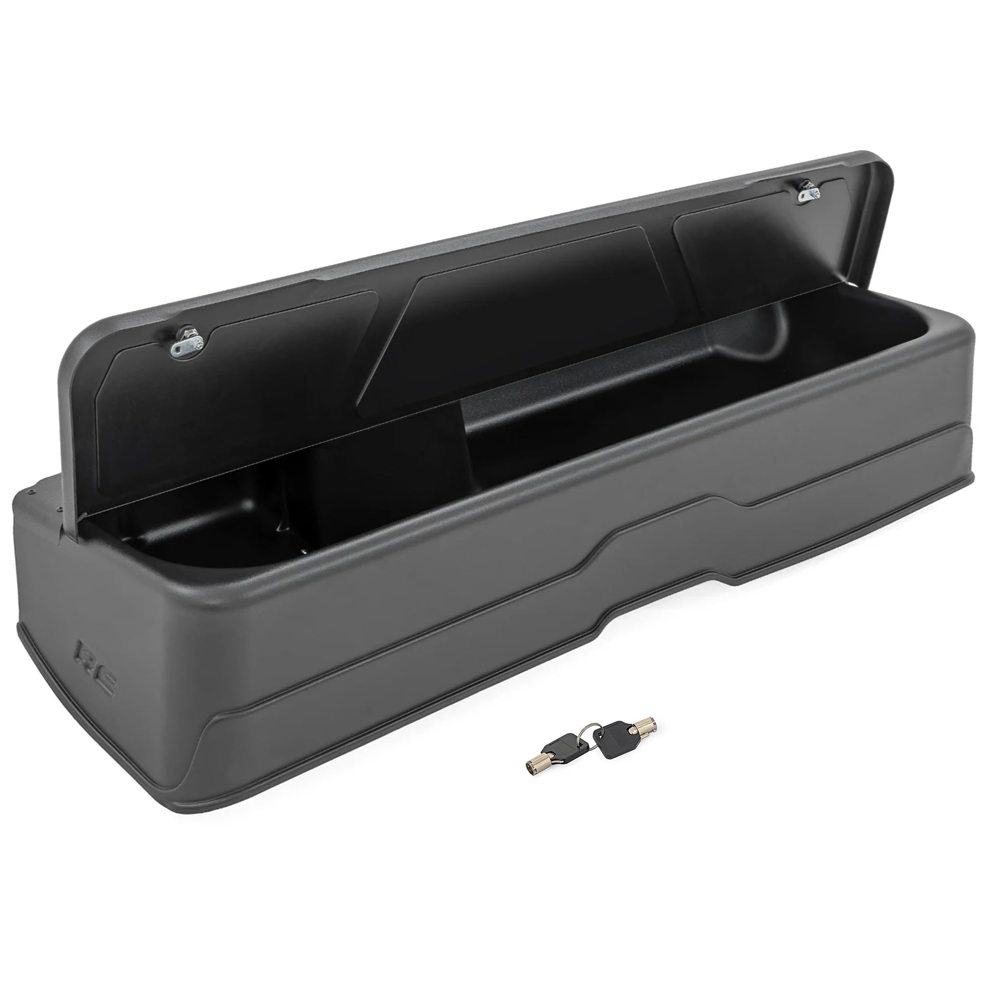 Rough Country Under Seat Lockable Storage for Chevy Silverado & GMC Sierra 1500/2500HD/3500HD Crew Cab (2019-2026 & Refresh) - Custom-Fit Rear Seat Organizer Tray