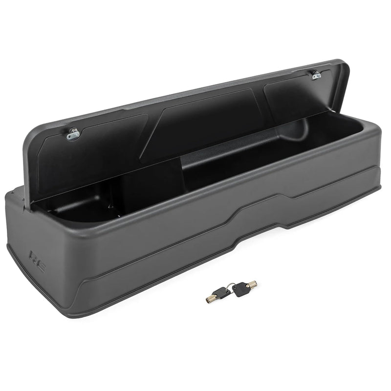 Rough Country Under Seat Lockable Storage for Chevy Silverado & GMC Sierra 1500/2500HD/3500HD Crew Cab (2019-2026 & Refresh) - Custom-Fit Rear Seat Organizer Tray