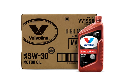 High Mileage Valvoline with MaxLife Technology 5W-30 Synthetic Blend Motor Oil 1 Quart (Pack of 6)