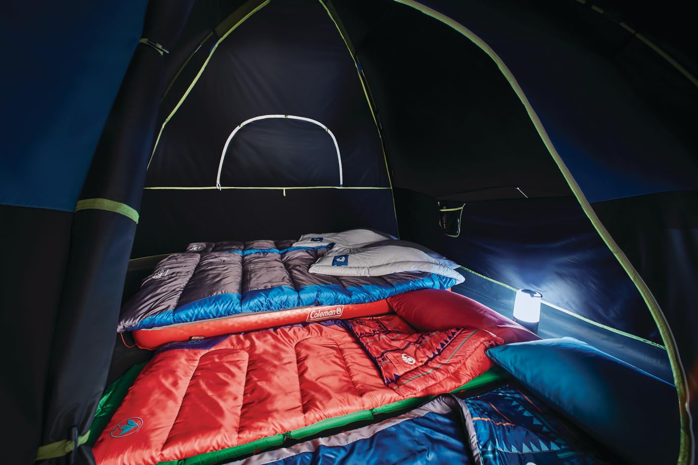 Coleman Dark Room Sundome 4/6 Person Tent, Blocks 90% of Sunlight to Keep Inside Cool, Weatherproof Tent with Rainfly Sets Up in Minutes