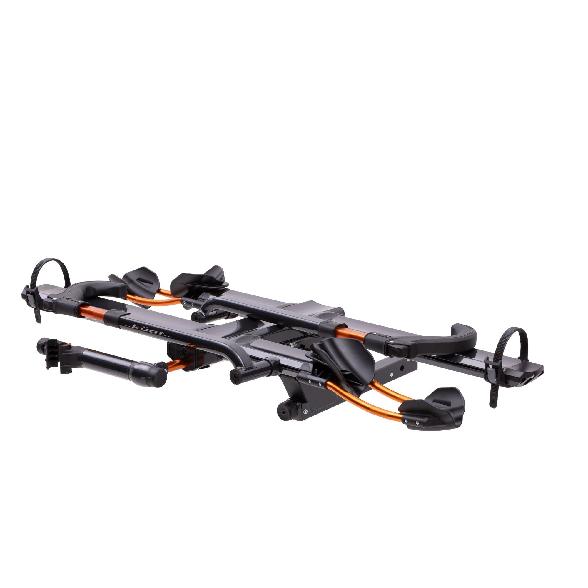 2-Bike Hitch Rack KUAT NV 2.0-2" | Robust 2-Bike Rack with Trail Doc for Riders & Cyclists | Rugged All-Metal Construction | E-Bike Compatible | Easy Installation, Gray Metallic/Orange Anodize