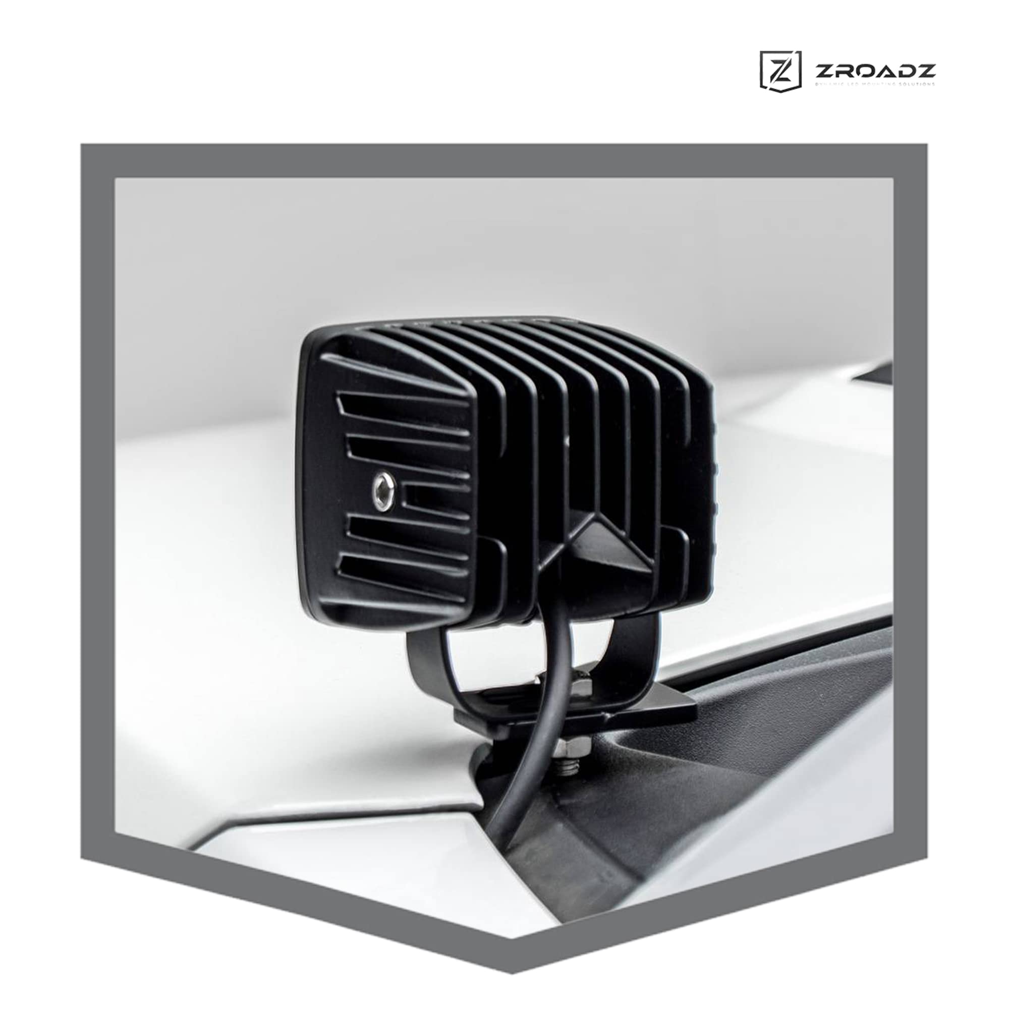 ZROADZ Hood Hinge Ditch LED Mounting Bracket - Compatible w/ 2017-2021 Ford F150 Raptor - to Mount (2) 3 Inch LED Pod Lights - Mild Steel Gloss Black - Bolt-On Easy Installation - PN #Z365701