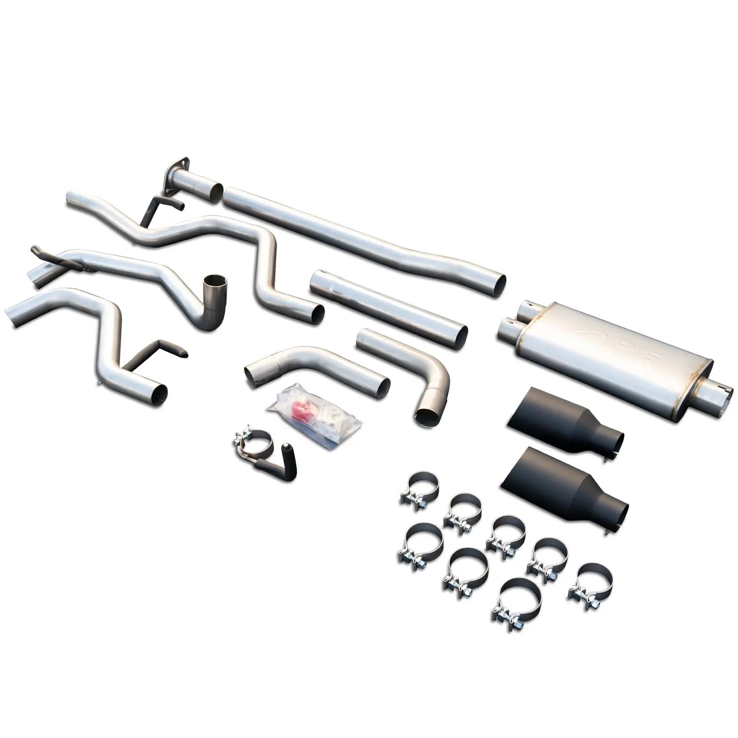 Ford F150 Cat-Back Exhaust Systems Black Ceramic Coated Tips 2015-2022 Polished Tubes