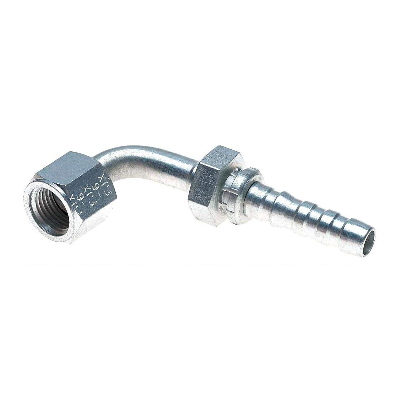 GlobalSpiral Couplings Gates 20GS-20FJX90S, Female JIC 37° Flare Swivel, Zinc Plated Carbon Steel, 6.85", 90° Bent Tube, 1 1/4" ID