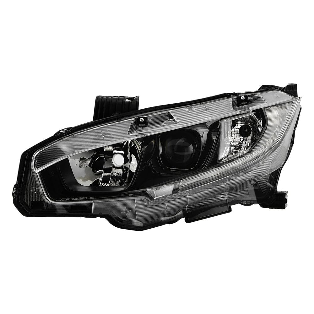 Honda Civic 19-21 Spyder (OE) Halogen Models Projector Headlight - Low Beam-H11(Included) ; High Beam-HB3(Included) ; Signal-7444NA(Included) - OE Black Left (Don‘t Fit Xenon HID and LED Models)