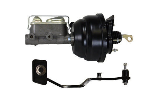 8 Inch LEED BRAKES Dual Diaphragm Power Brake Booster With Bracket, 1 Inch Bore Master Cylinder With Manual Trans Brake Pedal (Black)