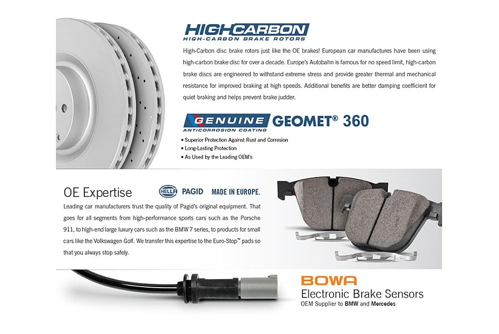 Euro-Stop Power Stop ESK7074 Front Brake Kit- Coated Brake Rotors & Ceramic Brake Pads