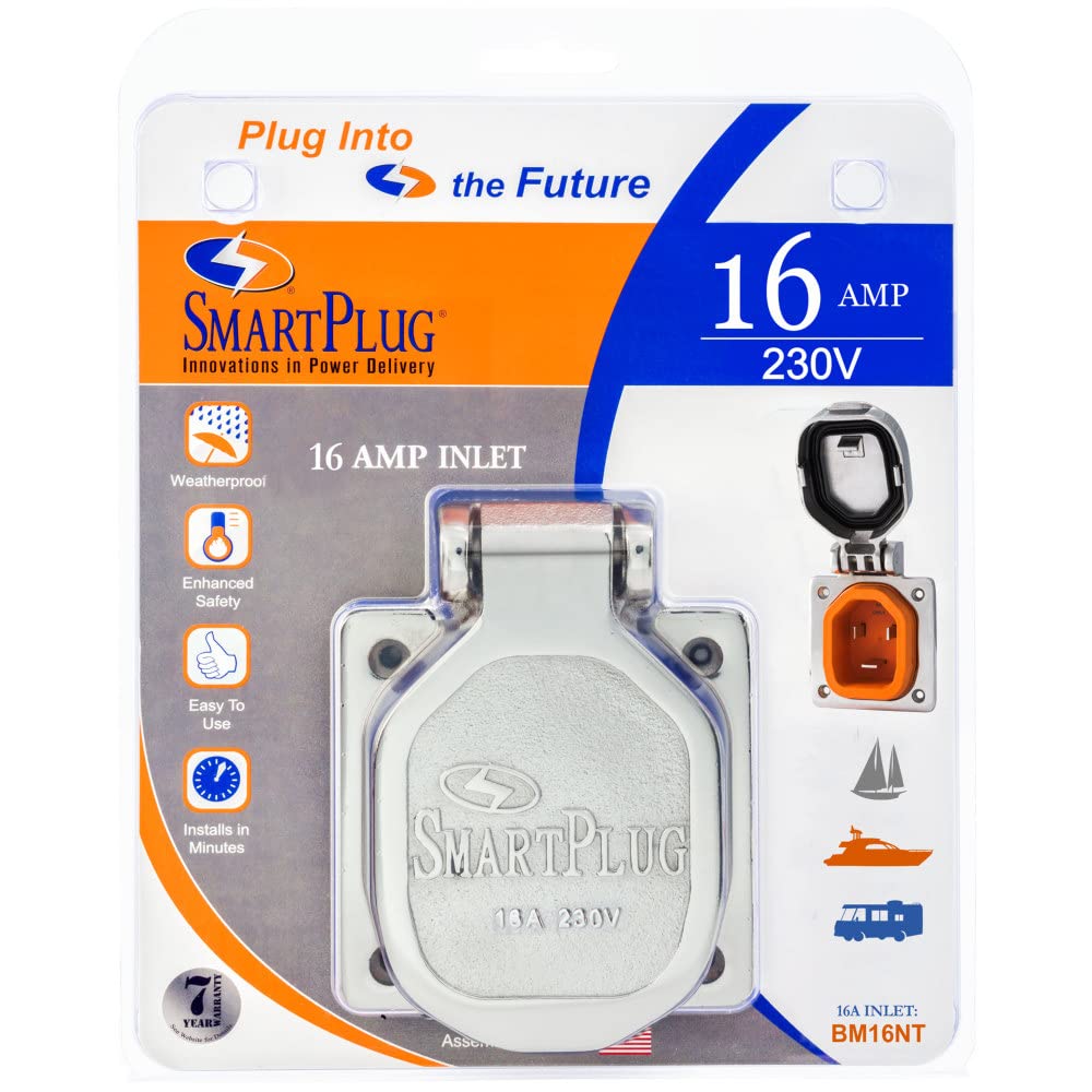 Stainless Steel SmartPlug BM16NT Inlet and Cover Assembly - 16 Amp