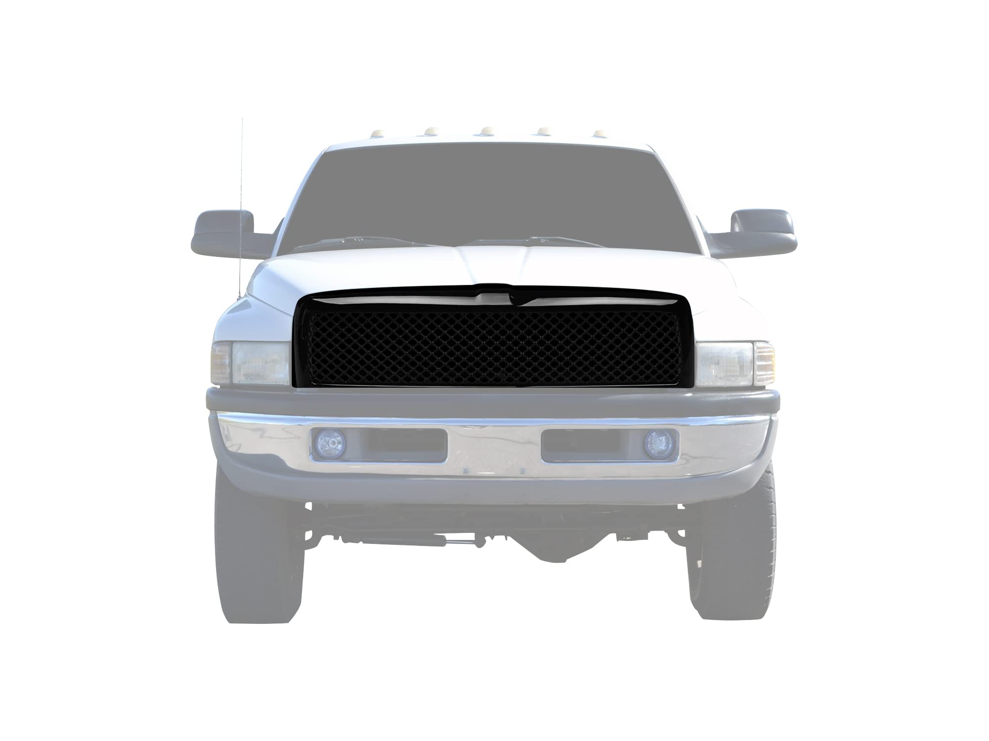 Mesh Front Hood Grille Armordillo USA 7169180 - Gloss Black Fits 1994-2001 Dodge Ram 1500