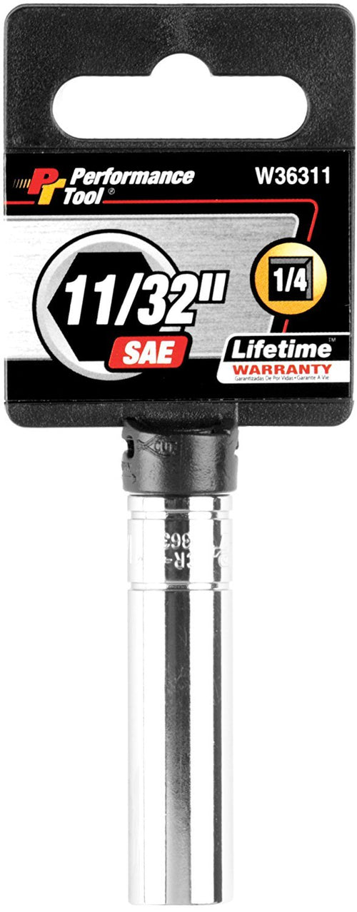 1/4 Drive Performance Tool Chrome 6-Point Socket, 11/32