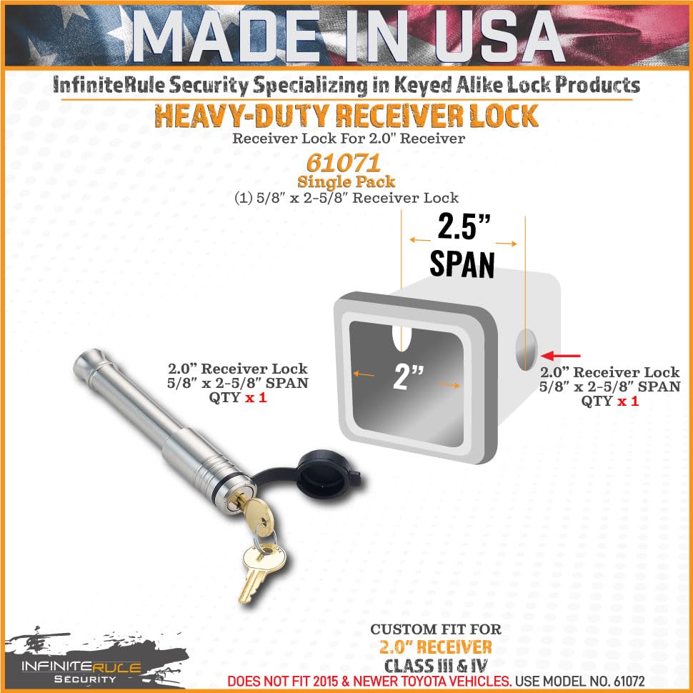 61071 InfiniteRule Security | Receiver Lock for 2" Receiver - Class III & IV