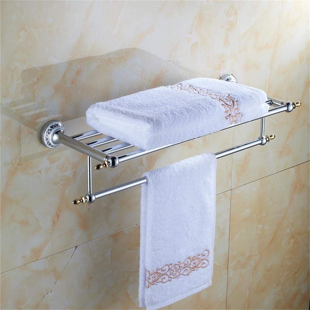 Stainless Steel BTBT Double Bathroom Towel Racks, Wallmounted, Bathroom Accessories Bathroom Shelf (color : Gold)
