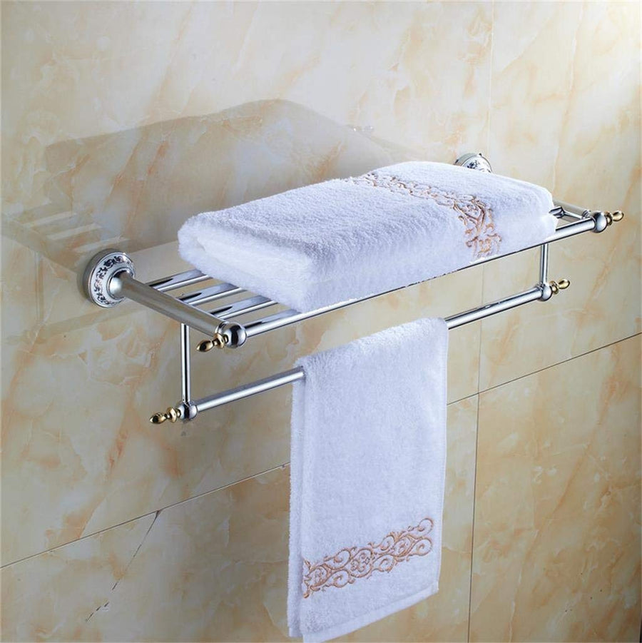 Stainless Steel BTBT Double Bathroom Towel Racks, Wallmounted, Bathroom Accessories Bathroom Shelf (color : Gold)