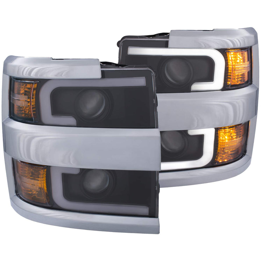 CHEVY SILVERADO 2500HD,3500HD 15-19 ANZOUSA PROJECTOR PLANK STYLE H.L. BLACK CLEAR AMBER