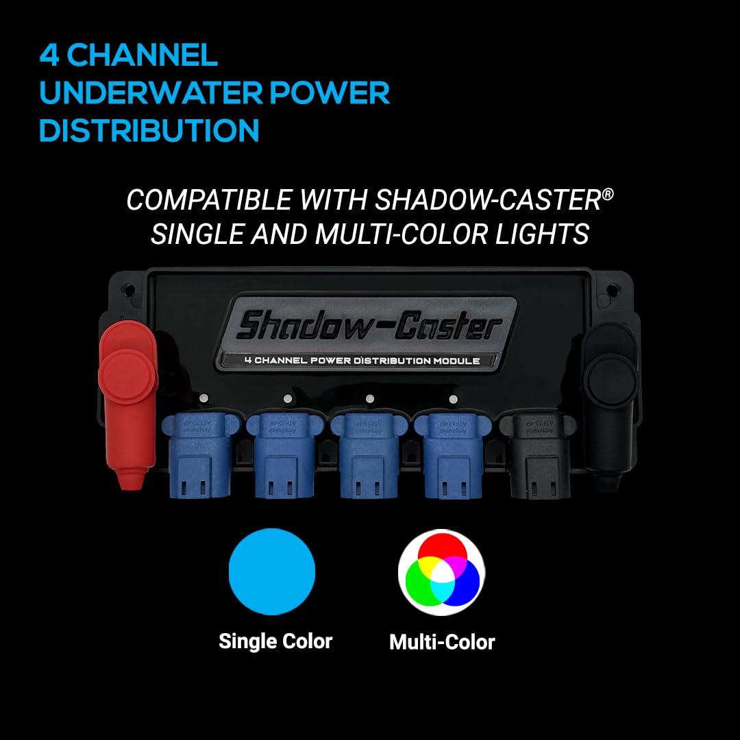 4 Channel Shadow-Caster Underwater Power Distribution Box - (SCM-PD4CH) -Up to 10 amps per Channel - Compatible with 12 or 24V Systems - IP67 Wash Down Rated