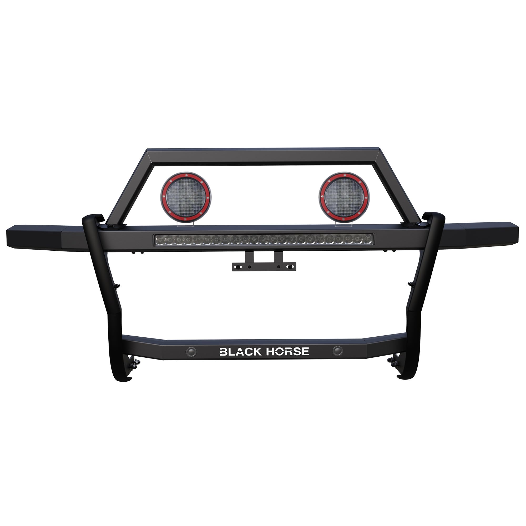 Rambler Black Horse Grille Guard Kit Modular Black Compatible with 2010-2024 Toyota 4Runner-RAGT20-K1PLFR