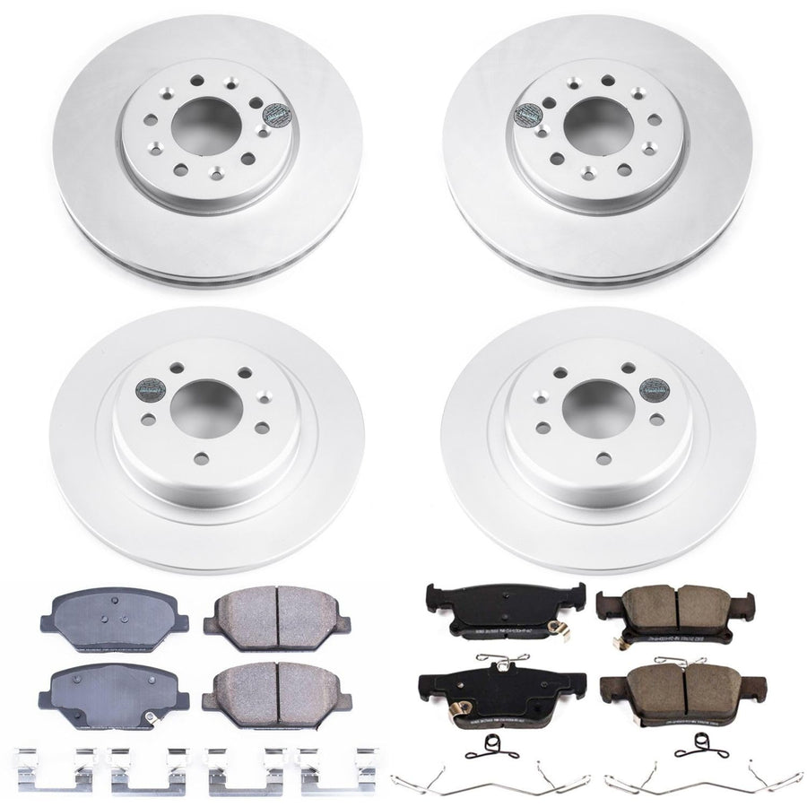 Power Stop CRK7556 Coated Brake Rotors and Z17 Front and Rear Brake Pads Kit For Buick Envision 2016-2018 [Model Specific]
