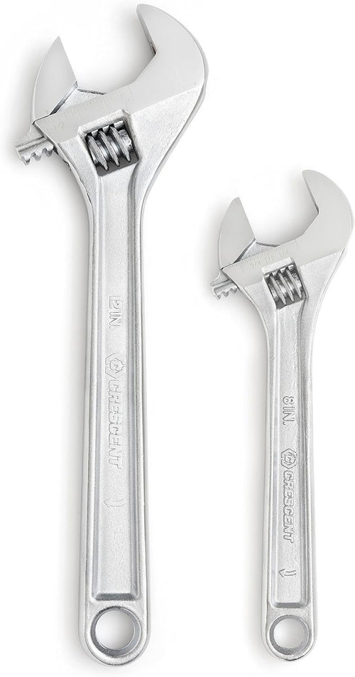 Crescent Wrench Set Adjustable - Home Improvement, Repair & Garage Hand Tools - Carded - 2 Piece Wrenches Set - 8" & 12" - AC2812VS