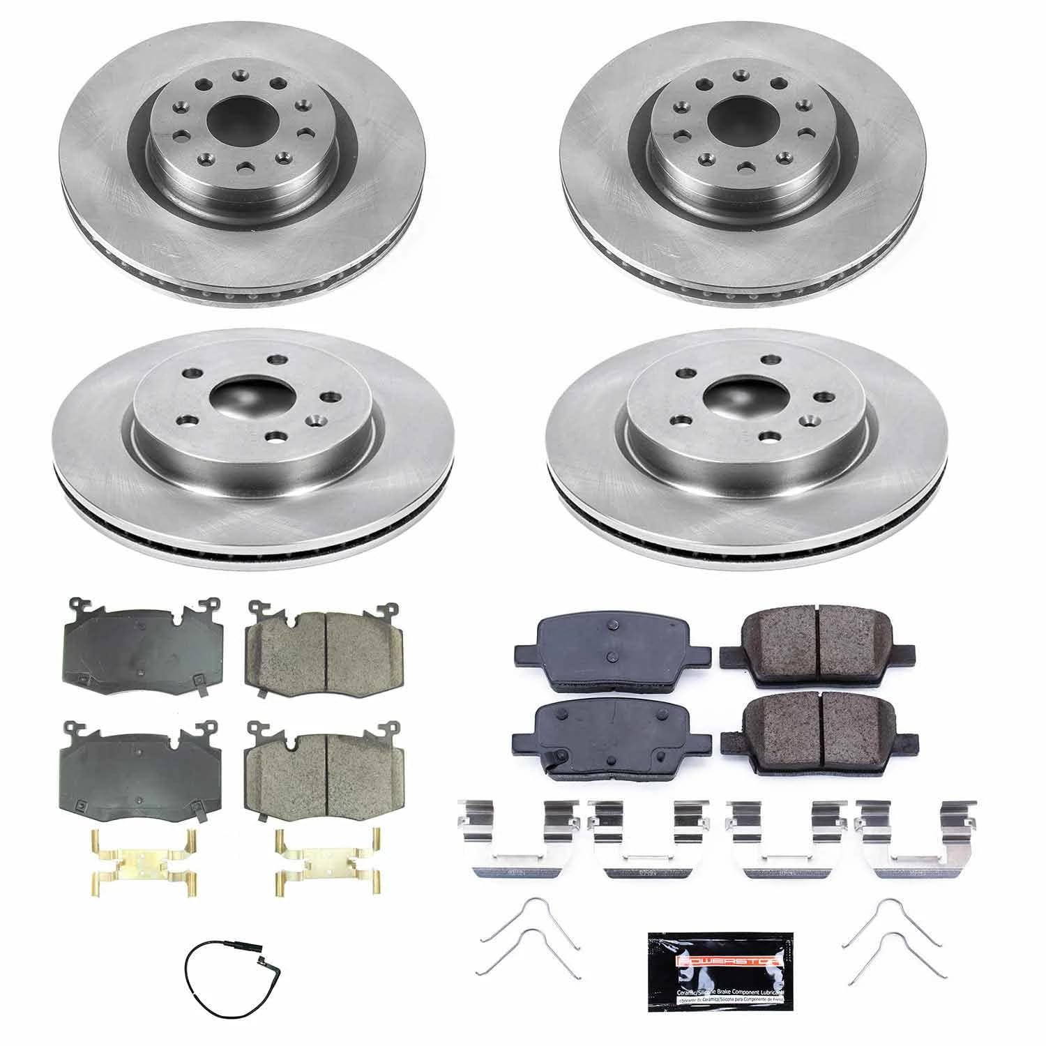 Power Stop KOE8341 Brake Kit-OE Front and Rear Brake Rotors & Ceramic Brake Pads For Cadillac CT6 2019 [Model Specific]