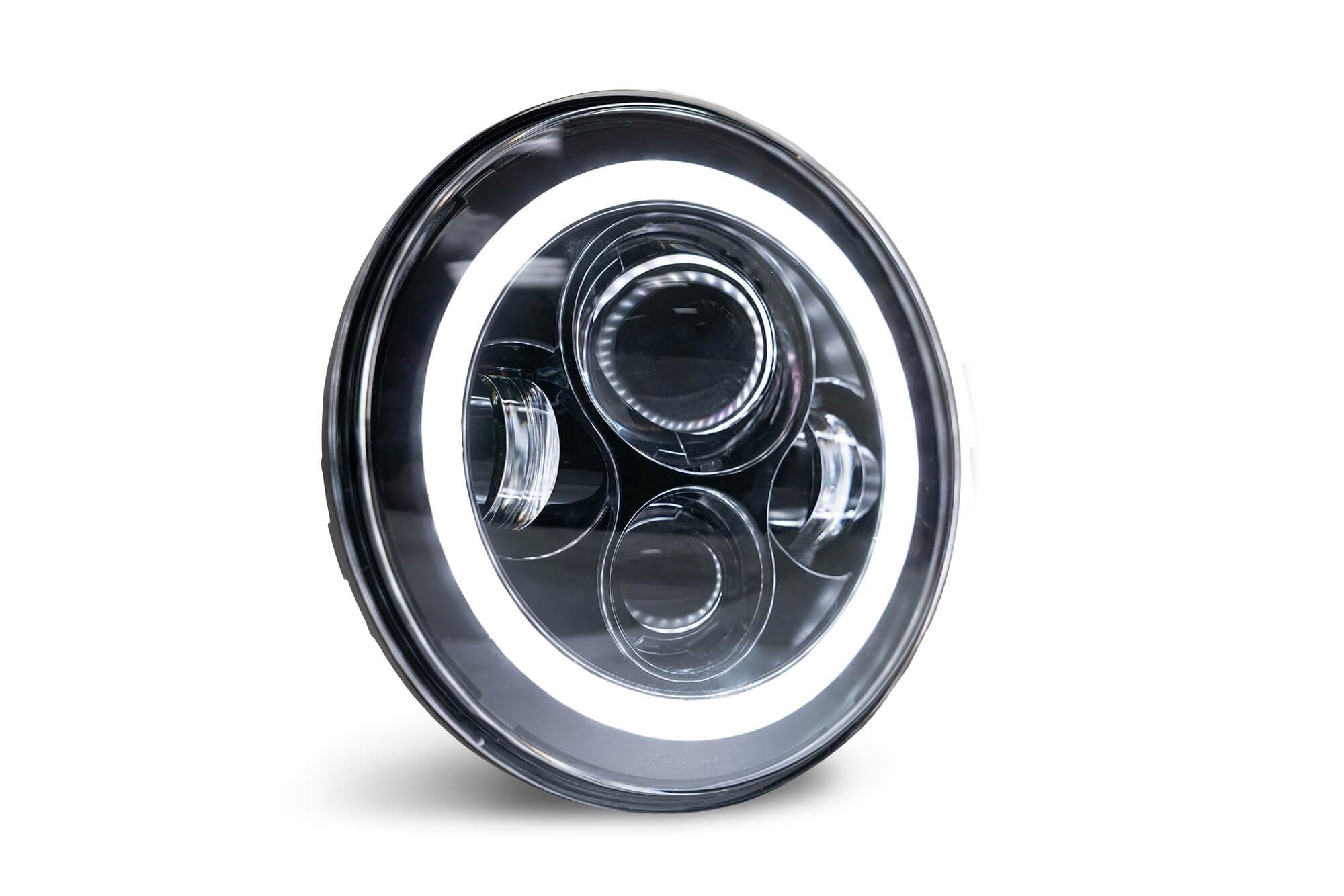 LED Projector Headlights | DV8 Offroad | Jeep Wrangler | 7-inch Round without Halo Ring | Superior Lighting Distance | Sold in Pairs | Simple Installation