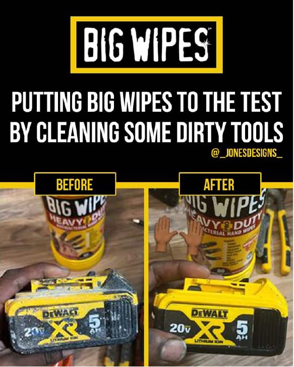 Heavy Duty BIG WIPES Industrial Textured Scrubbing Wipes, Red Top, (80 Count (Pack of 1), Heavy-Duty)