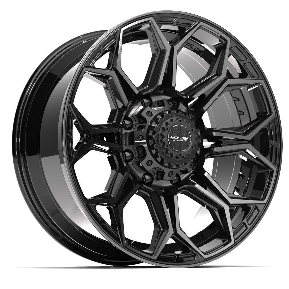 20 Inch 4PLAY Wheels Rim 4P83 Fits 8x165.1 20x9 Gloss Black Brushed with Tinted Clear (1)