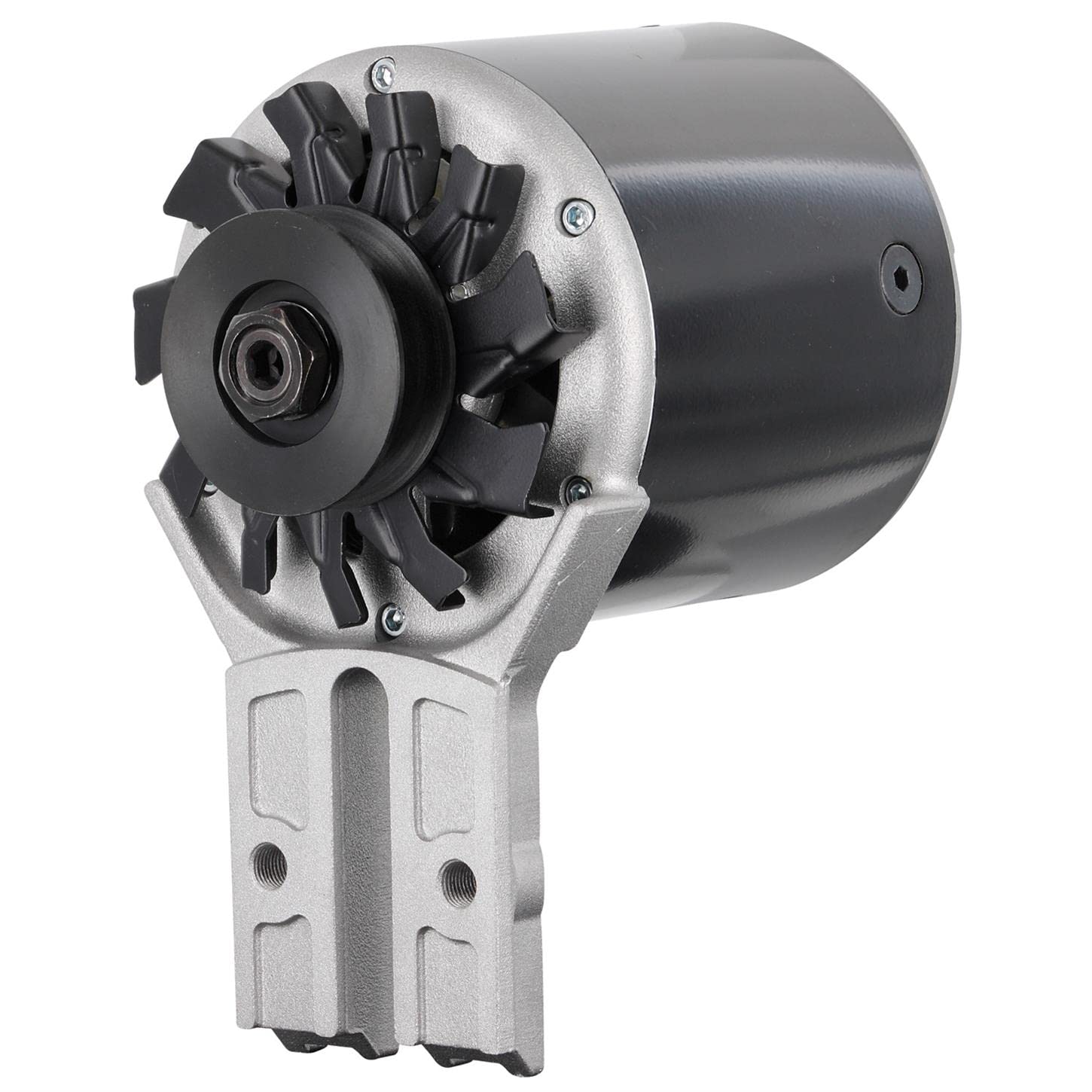 Alternator Powermaster 82013-2 Black (PowerGEN Flat Head Front Mating '39-'48 90A 12V with Lamp Term "Shorty")