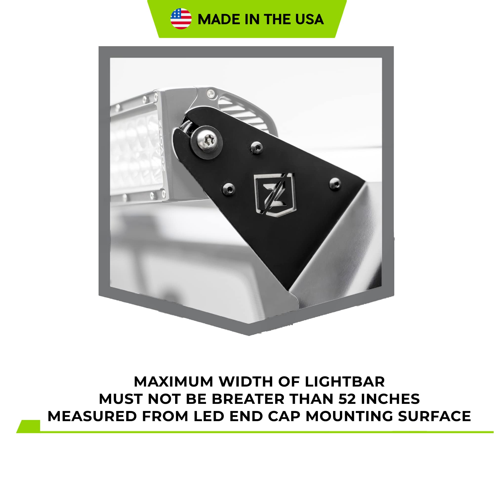 ZROADZ T-REX Z374831-BK2 Front Roof LED Bracket 2019-2022 Jeep Gladiator Black