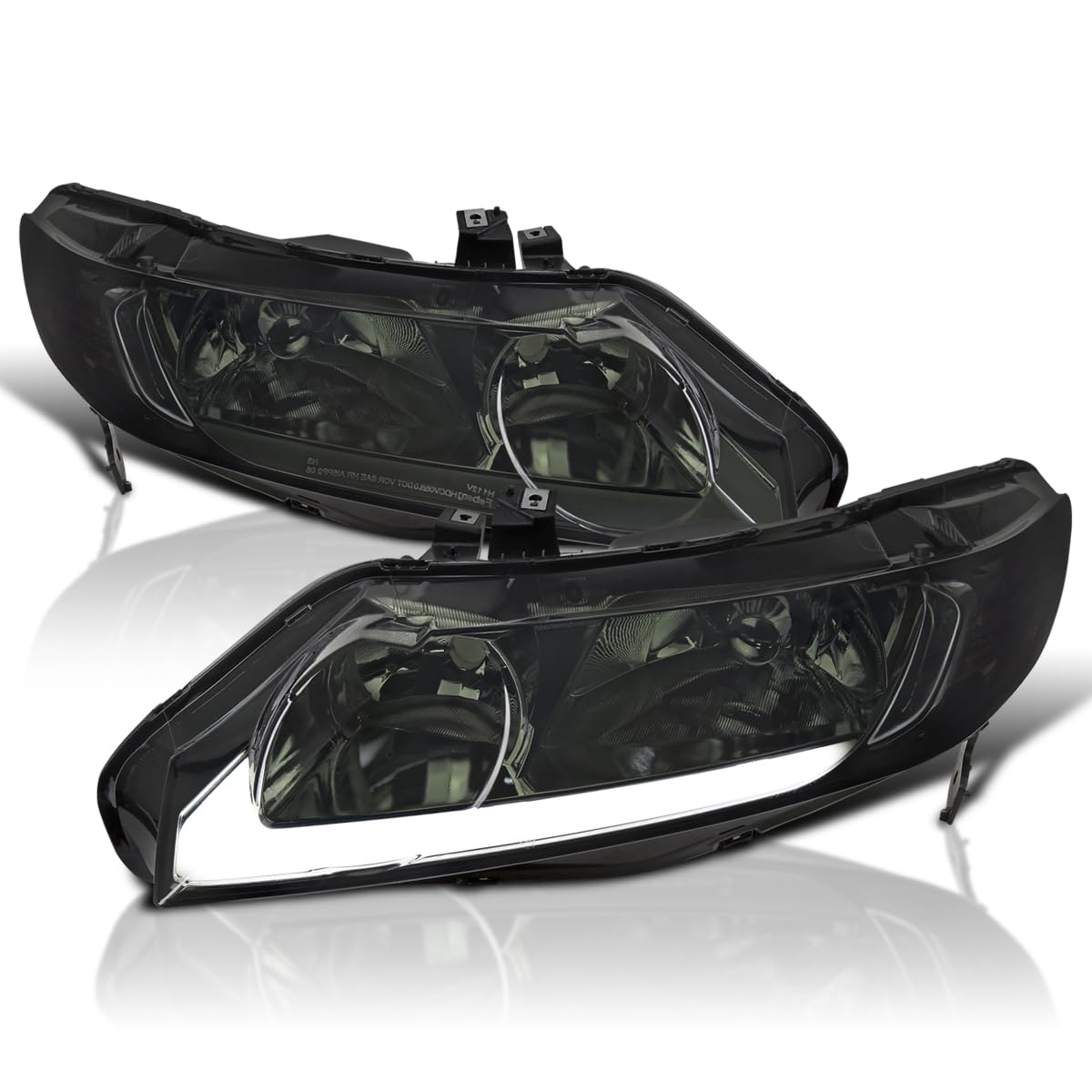 Smoke LED DRL Headlights SPEC-D TUNING Compatible with 2006-2011 Honda Civic Sedan 4DR