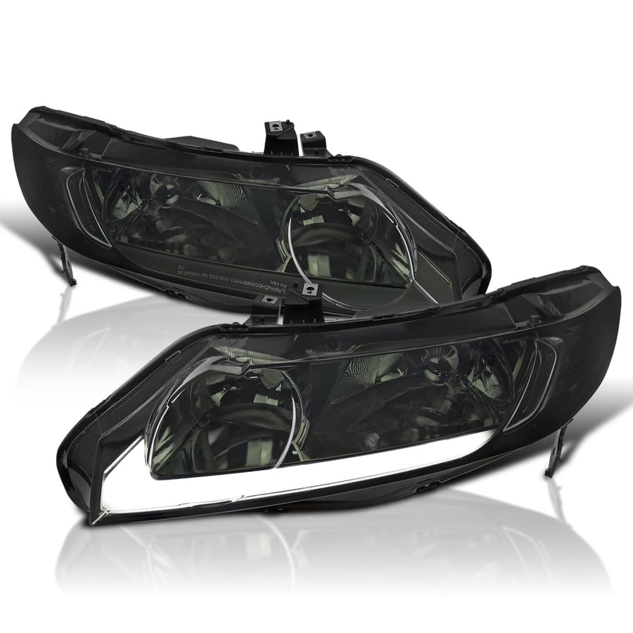 Smoke LED DRL Headlights SPEC-D TUNING Compatible with 2006-2011 Honda Civic Sedan 4DR