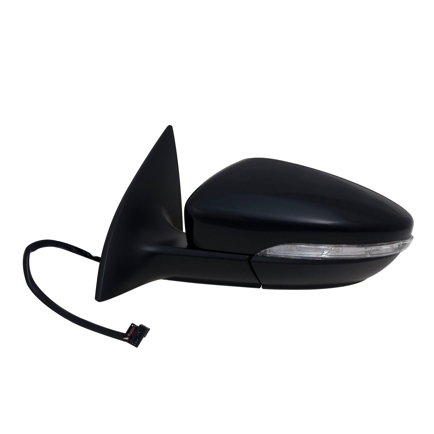 Driver Side Fit Mirror for Volkswagen Passat CC, Textured Black w/PTM Cover, w/Turn Signal, Puddle lamp, Foldaway, w/o auto dimming, w/o Memory, w/o Power Folding, Heated Power