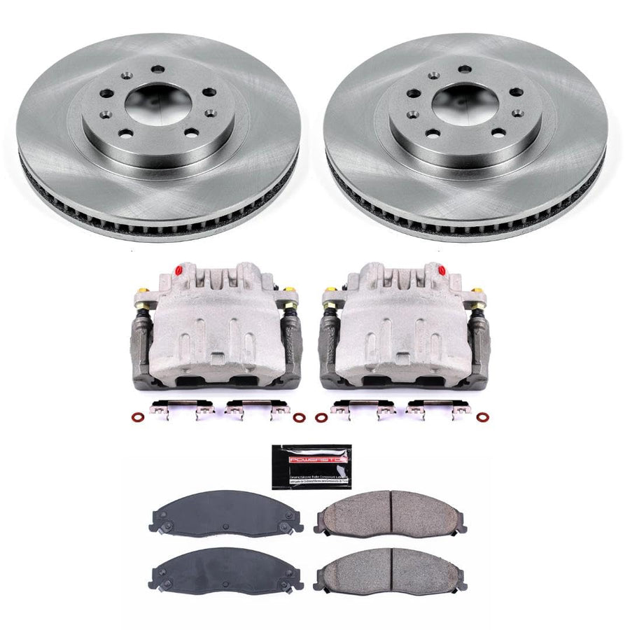 Power Stop KCOE1419 Brake Kit Stock Replacement with OE Calipers- Front For Cadillac CTS 2003-2007 [Model Specific]