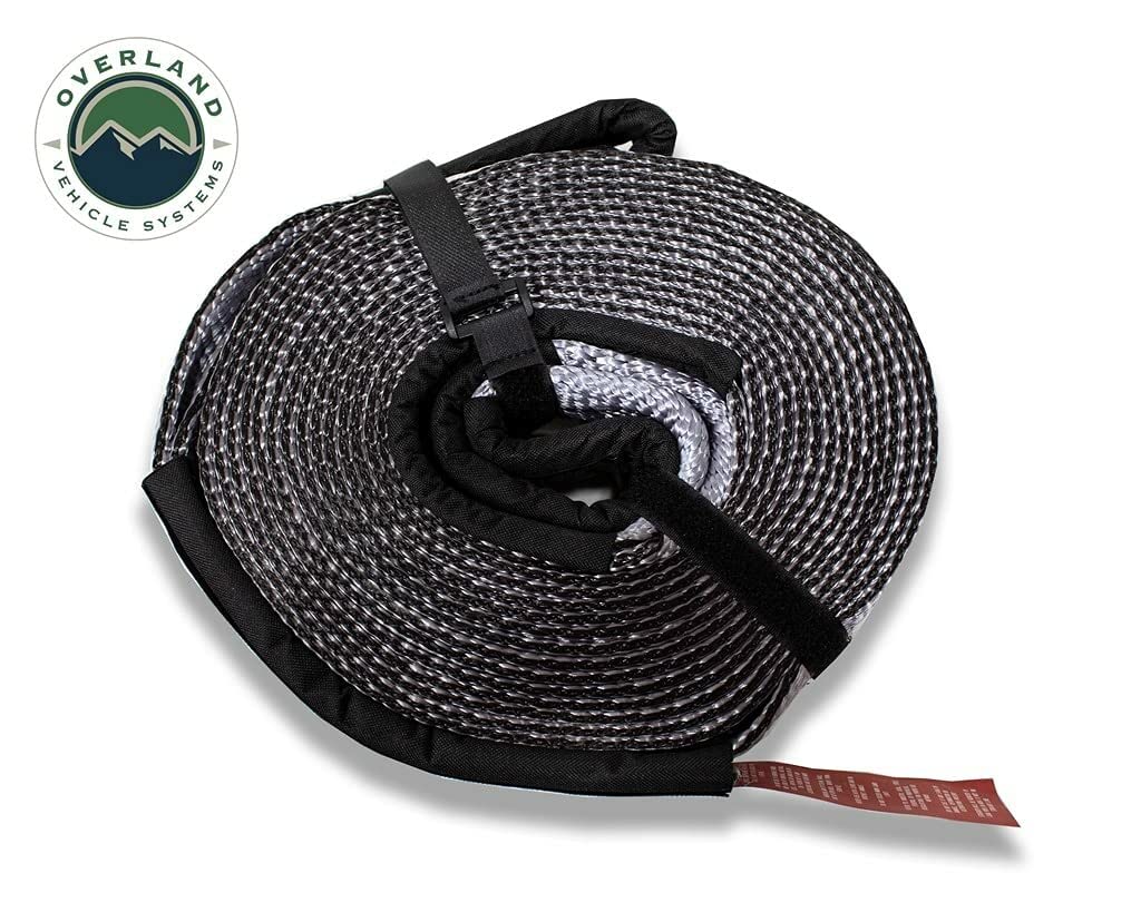 Tow Strap Overland Vehicle Systems 30,000 lb. 3" x 30' Gray with Black Ends & Storage Bag Universal - 30,000 lb. Breaking Strength - for Use in Automotive Recovery and Towing
