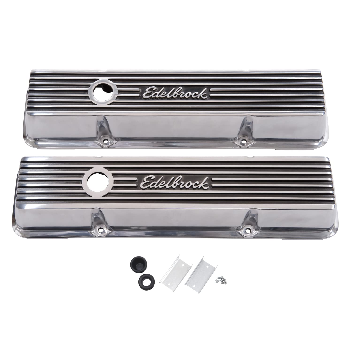 Elite II Edelbrock 4263 Valve Covers for Chevy 262-400 V8 1959-86 Aluminum Finned