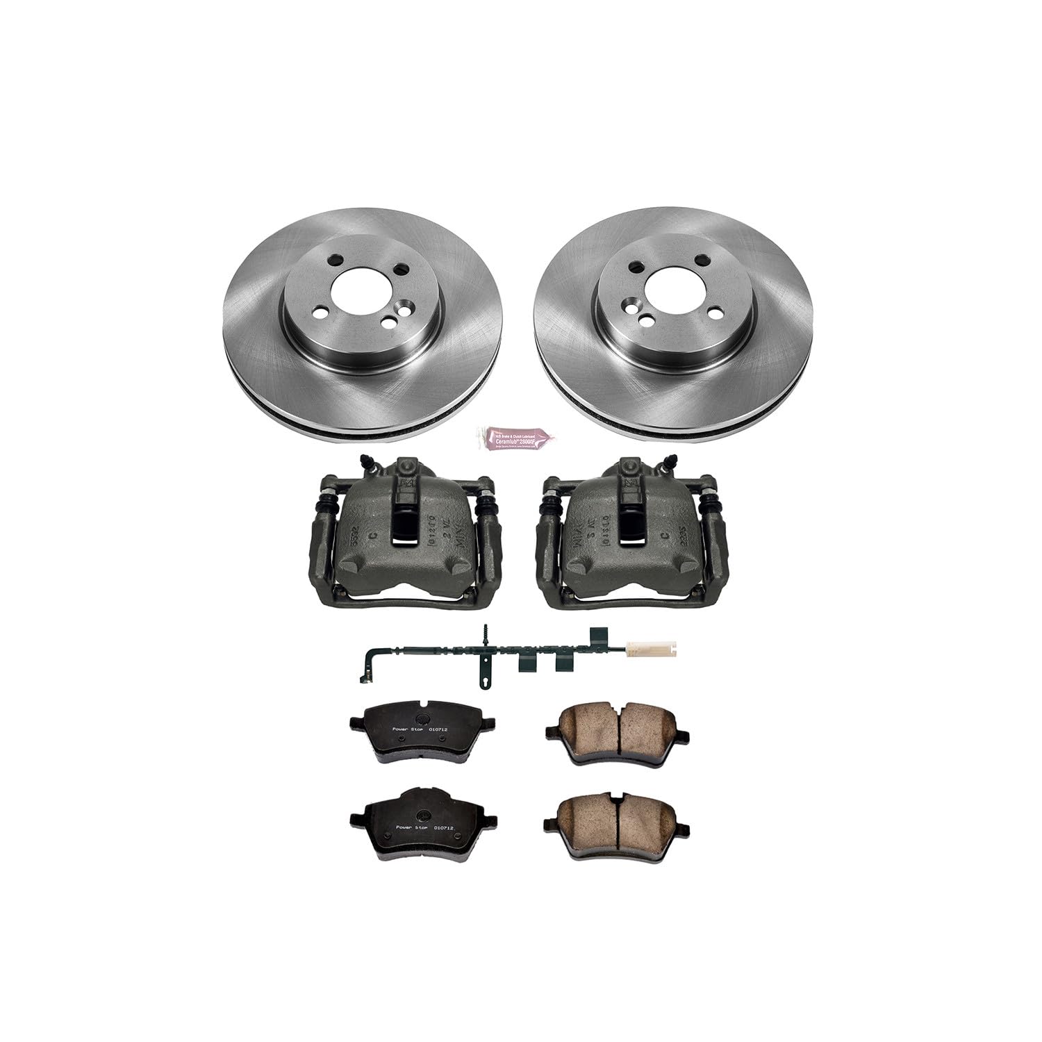 Power Stop KCOE6068 Replacement Autospeciality Front Caliper Kit- OE Rotors, Ceramic Brake Pads, Calipers For Mini Cooper 2007-2010 [Model Specific]