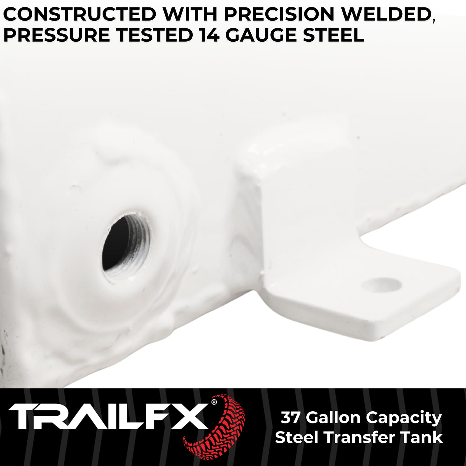 Liquid Transfer Tank TrailFX 21040SW 37 Gallon Capacity Rectangular Vertical Steel Tank Gloss White Powder Coat Vented Lockable Cap For Diesel and Non-Flammable Liquids