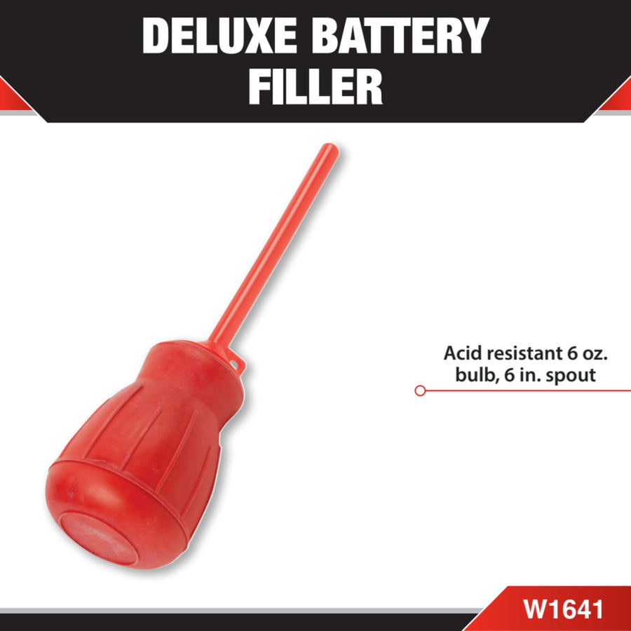 W1641 Performance Tool Acid-Resistant Battery Filler with 6 oz Bulb and 6-Inch Spout - Easy and Safe Way to Fill and Top Up Battery Acid