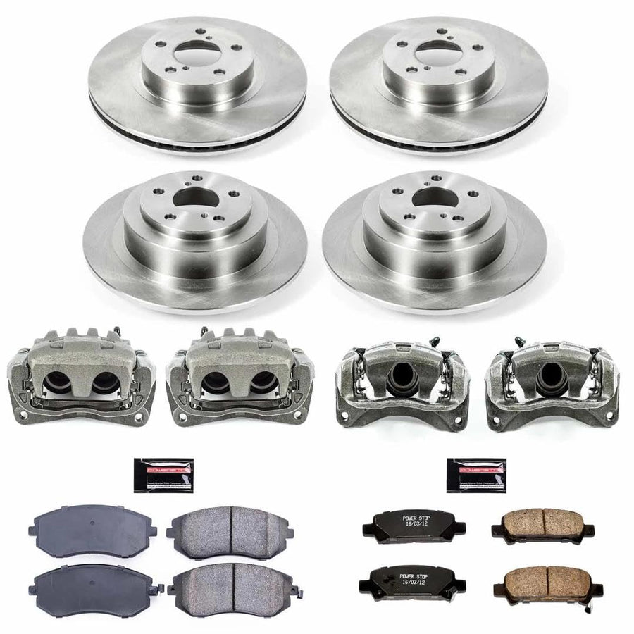 Power Stop KCOE2750 Replacement Autospeciality Front and Rear Caliper Kit- OE Rotors, Ceramic Brake Pads, Calipers For Subaru Legacy 2002-2004 [Model Specific]