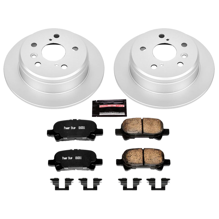 Power Stop Coated Brake Rotor CRK1083 & Ceramic Brake Pads- rear For Toyota Camry 2000-2001, Toyota Solara 1999-2003 [Model Specific]