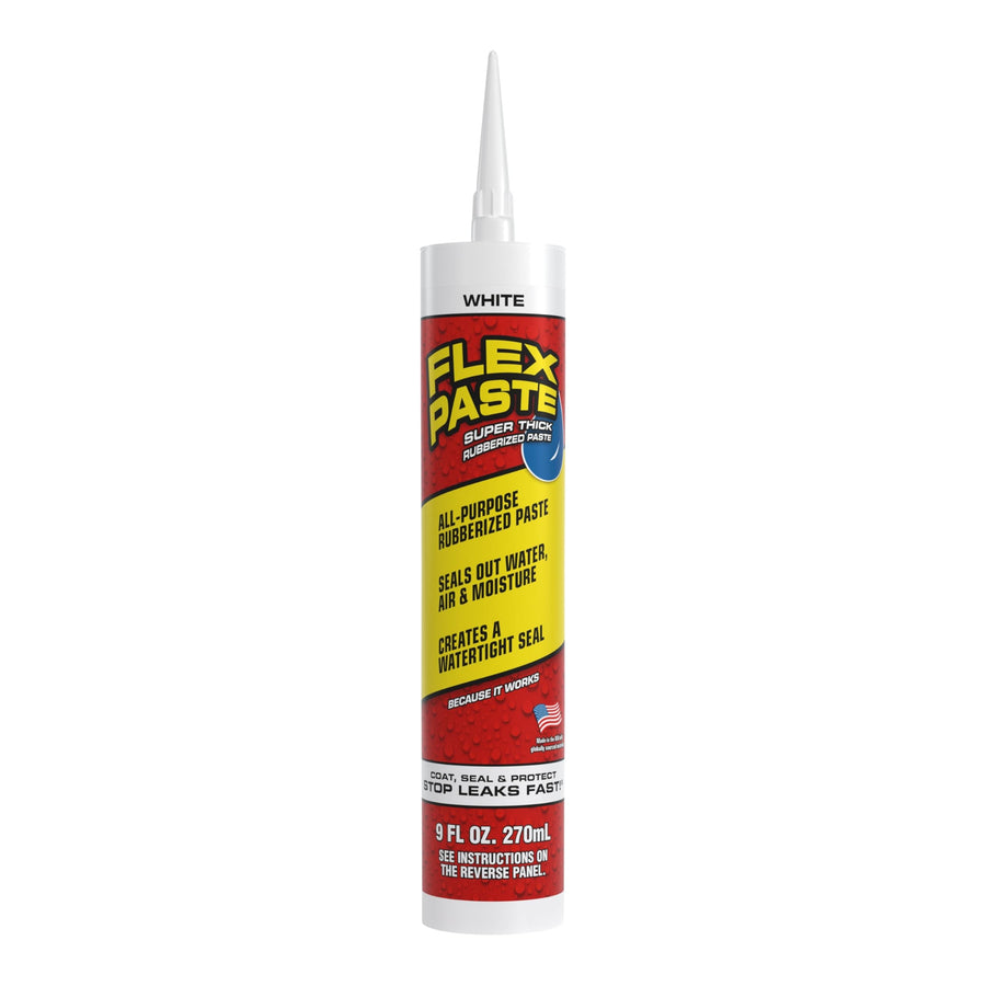 Flex Paste, Paintable Waterproof Putty, Sealant Spackle, Fill Gaps Cracks Holes - Block Out Water and Air - UV Resistant - Walls, Drywall, EPDM, Concrete, Roof, RV Repairs, White, Cartridge