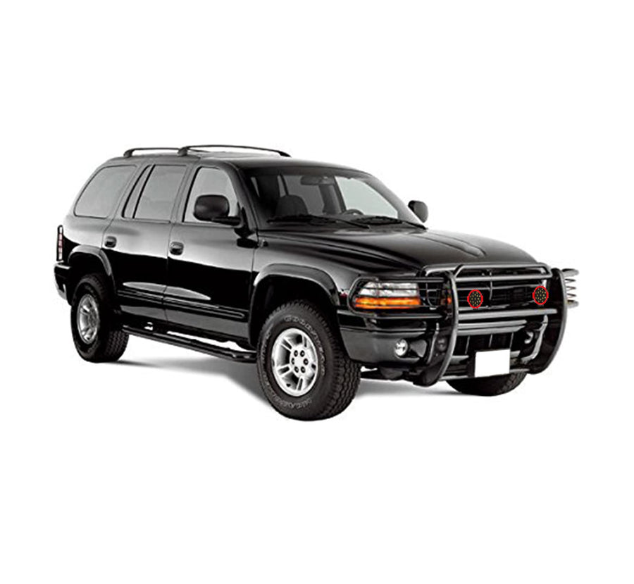 Bumper Guard Black Horse Grille brush Modular Come With pair of 7.0"Dia.LED Lights with Red Trim Rings Compatible with 1997-2004 Dodge Dakota|2000-2003 Dodge Durango-17BH23MA-PLR