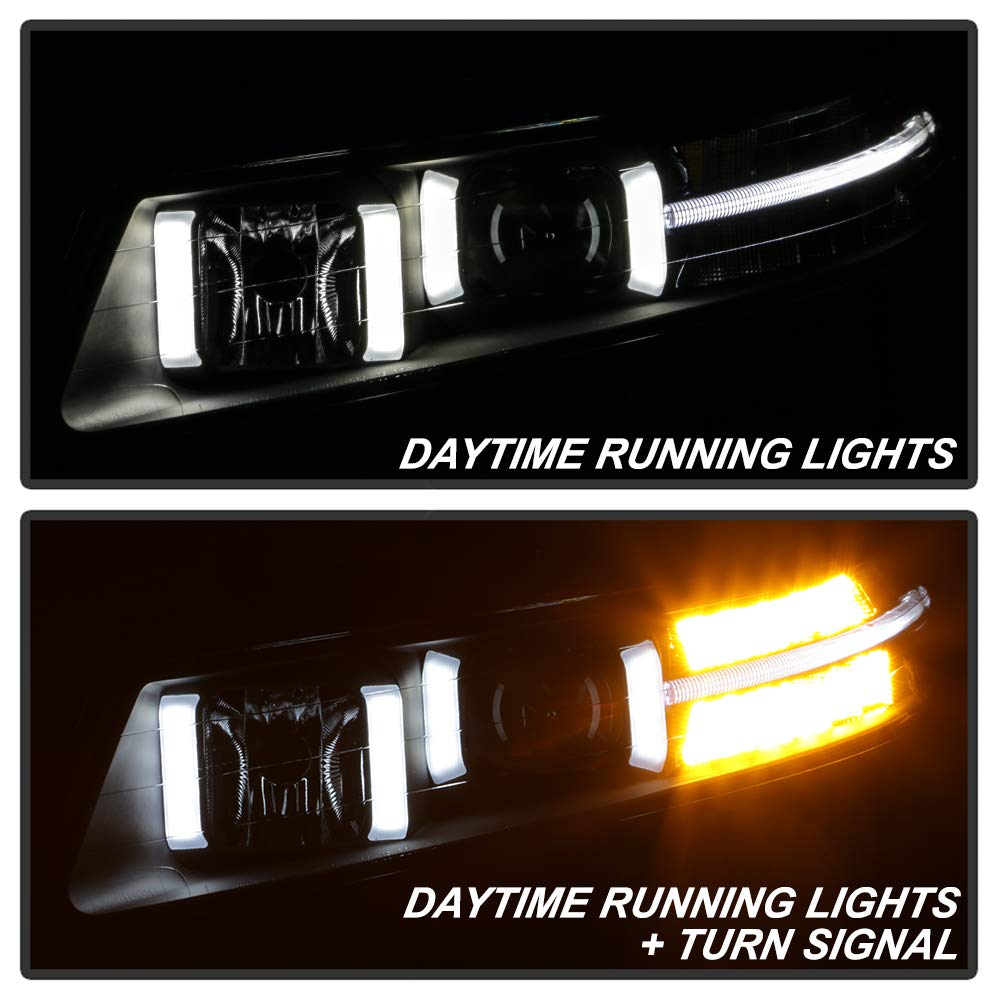 Acura TL 2004-2008 Spyder Xenon HID Models Projector Headlights - Light Tube DRL - Black