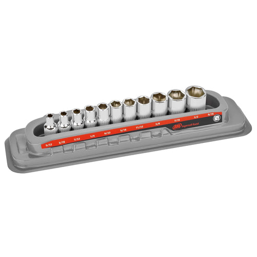 11 Pc. Ingersoll Rand 1/4 in. Drive Shallow Socket Set - SAE 6 Pt.- 752044