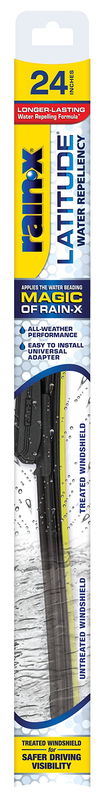 Latitude Rain-X 5079280-2 2-In-1 Water Repellent Wiper Blades, 24 Inch Windshield Wipers (Pack Of 1), Automotive Replacement Windshield Wiper Blades With Patented Water Repellency Formula